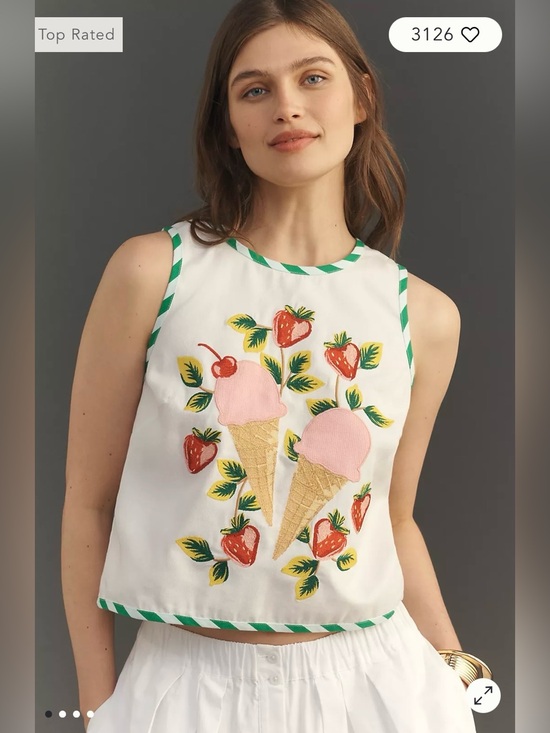 Maeve Tops - Maeve/Anthropologie Embroidered Shell Tank in White Size S. NWT